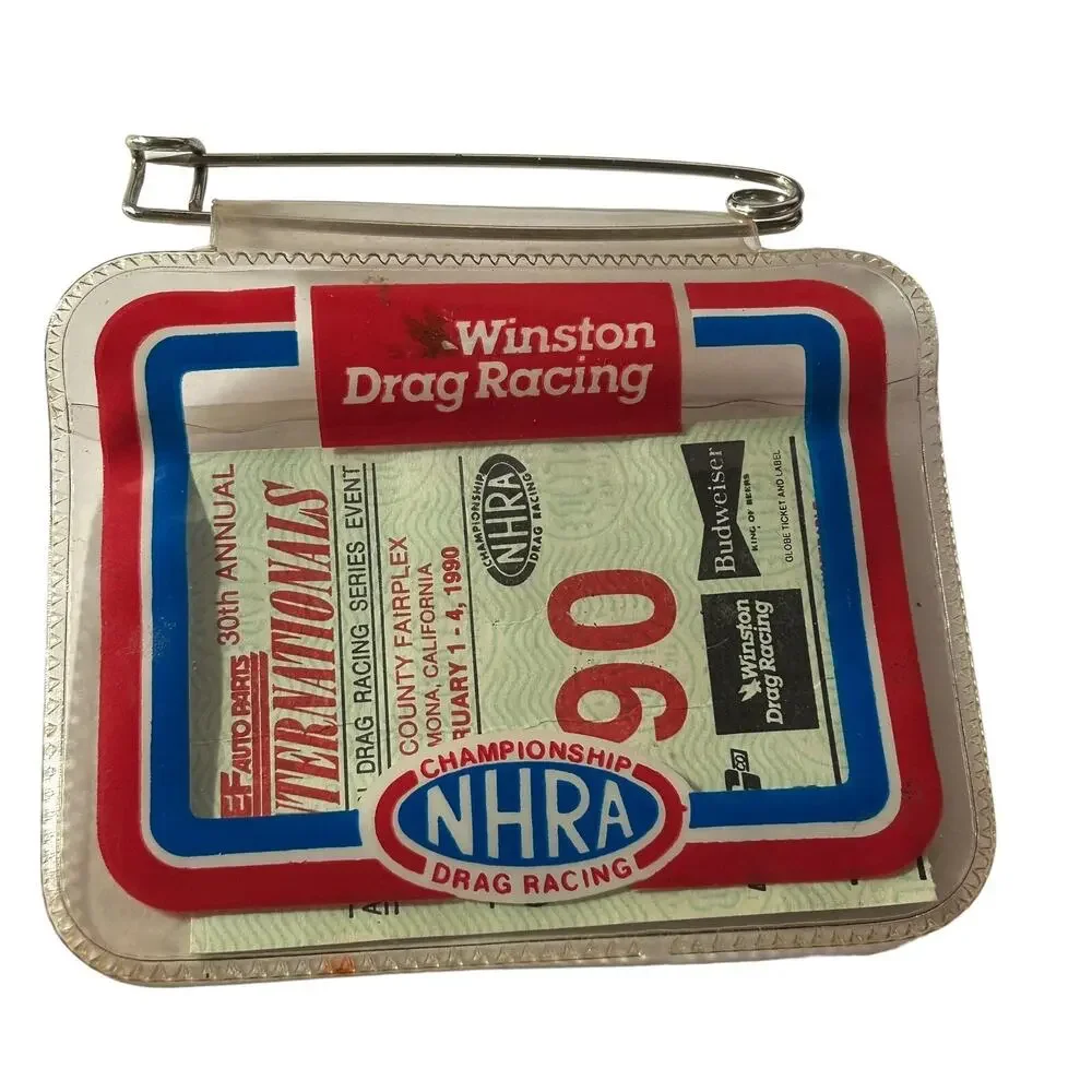 Vtg 1990 NHRA Winternational Hot Rod Winston Drag Racing Ticket Stub w/Holder